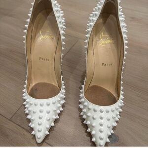 Christian Louboutin White Spiked Heels